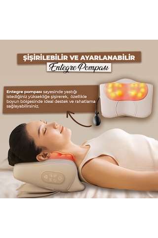 Rlx40 Taşınabilir Şişirilebilir Ovmalı Isıtmalı Masaj Yastığı Krem