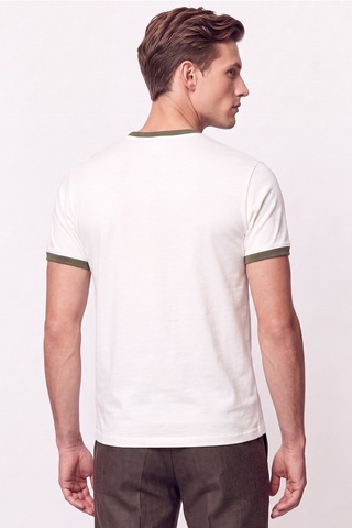 Efor Slim Fit Bisiklet Yaka Ekru - Haki Tişört Ts 932 Ekru-haki