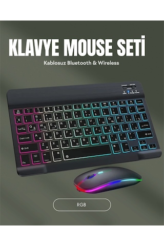 Rgb Aydınlatmalı Şarjlı Kablosuz Klavye Ve Mouse Seti - Modern Ve Kompakt Tasarım