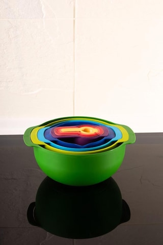 Easy Mix 9 Parça Karıştırma Kabı Seti - Ölçü Kaşığı Ve Süzgeçli Renkli Set Çok Renkli