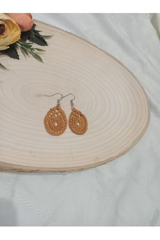 El İşi Örgü Küpe Kahverengi