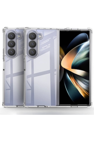 Zore Galaxy Uyumlu Z Fold 6 Kılıf Msra Nitro Anti Shock Silikon - Şeffaf Şeffaf
