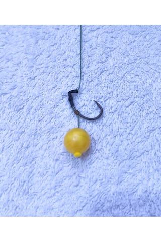 5 Adet Küspe'li 14 Mm Sarı Balköpüğü Boncuk'lu Sazan Rig Takımı