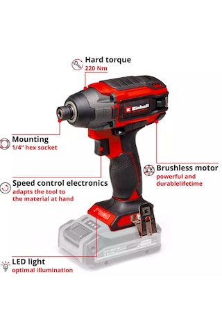 Einhell TP-CI 18/220 Li BL - Solo Akülü Darbeli Vidalama (Akü ve Şarj Hariç) - 4510085