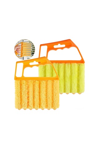 Yunboo 7 Parmaklı Tekerlek Temizleme Fırçası - Pp Kolu, Derin Boşlukları Temizler, Pencere Tekerlekleri, Klavyeler İçin - 2 Adet Turuncu Ve Sarı