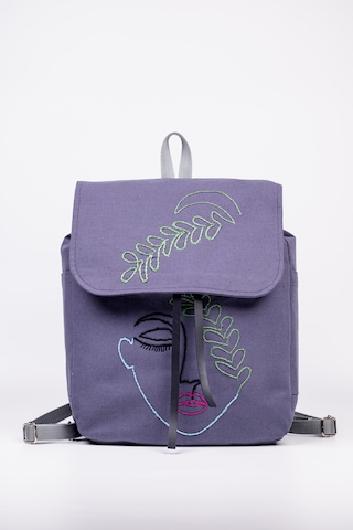 Fabric Craft Bag Sırt Çantası Nakışlı Duck Kumaş İçi Astarlı 38x40 Cm Mor