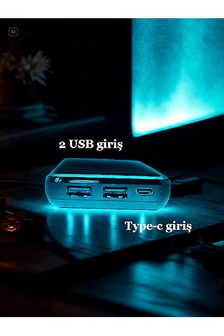 Powerbank Kablosuz 10.000 Mah 2 Usb 2.1a/5v Wireless 1a Type-c