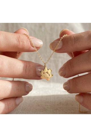 925 Ayar Gümüş Kişiye Özel İsimli Pati Kolye Gold