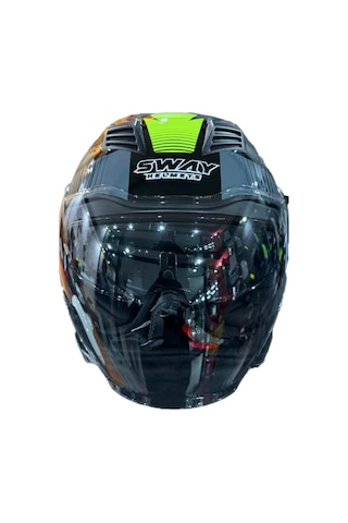Sway SW-766 Geko Çenesiz Güneş Gözlüklü Kask Sarı Siyah