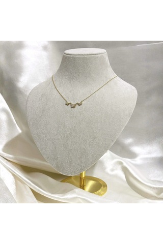 Butterfly Zirkon Kolye Gold Gold