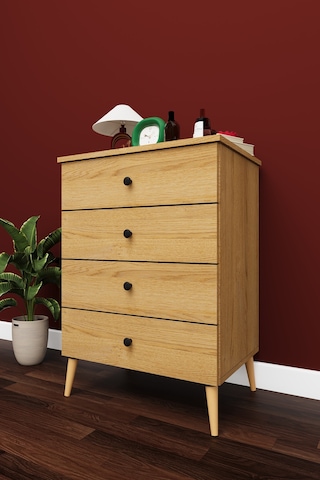 Lüks 4 Çekmeceli Şifonyer Komodin %100 Mdf Çok Amaçlı Düzenleyici Şf01 Karına