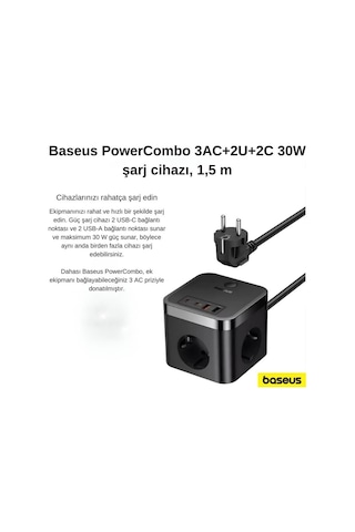Baseus Powercombo Cube Güç Kablosu