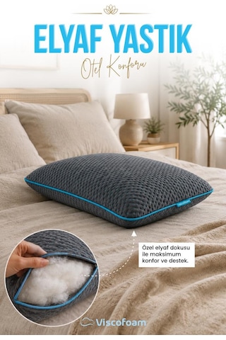 2 Adet Dark Blue Comfort Elyaf Yastık 60x40 cm - Gri