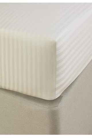 %100 Pamuk Saten Lastikli Çarşaf Takımı Çizgili Çift Kişilik