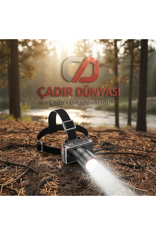 Çadır Dünyası Profesyonel Sensörlü Ve Dijital Göstergeli Kafa Feneri - Zoomlu Usb Şarjlı Akıllı Kamp Lambası Hareket Sensörü Özellikli Çok Renkli
