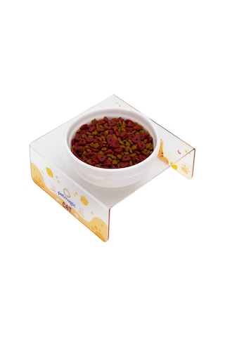 Petmagic Akrilik Beyaz Seramik Tekli Evcil Hayvan Kedi Ve Mini Irk Köpek Mama Kabı-şeffaf Cat