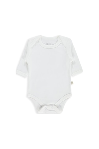 Civil Baby Düz Uzun Kol 3 Lü 3-9 Ay Çıtçıtlı Badi - Beyaz