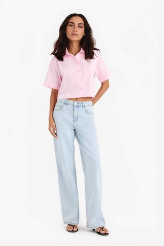 Defacto Regular Fit Gömlek Yaka Poplin Kısa Kollu Gömlek F8580ax25smpn205 Pembe