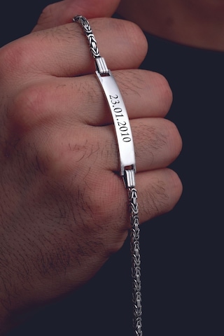 Erkek Gümüş Bileklik - 2.8 Mm İsim Yazılabilir Kral Zincir Gümüş Bileklik