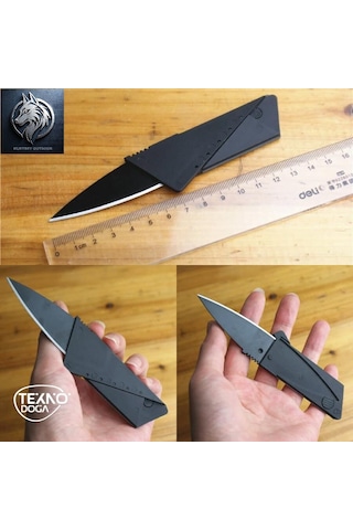 3 Adet Cüzdan Tipi Katlanabilir Kart Kamp Bıçak 14cm Ultra Hafif Kamp Çakı Siyah
