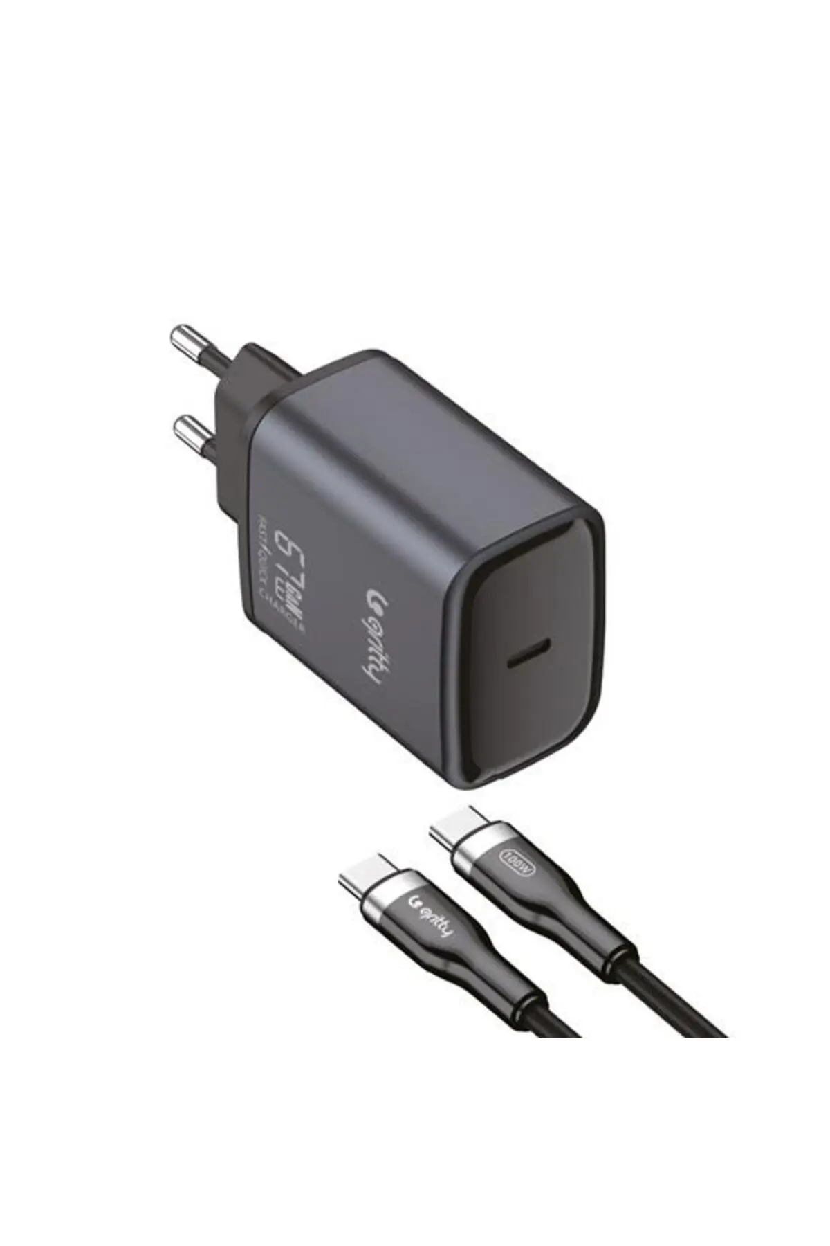 Gan 67w Notebook Şarjlı Usb-c Hızlı Şarj Aleti+type-c To Type-c Şarj Kablosu 100cm Siyah