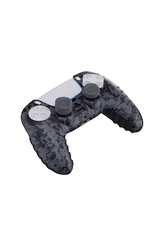 Ps5 Dijital Kamuflaj Silikon Koruyucu Kılıf Ve Analog Koruyucu Siyah Kamo