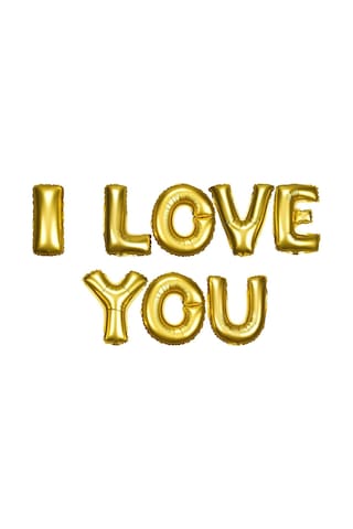 Parti Balon I Love You Folyo Balon Altın Renk 35 Cm Çok Renkli