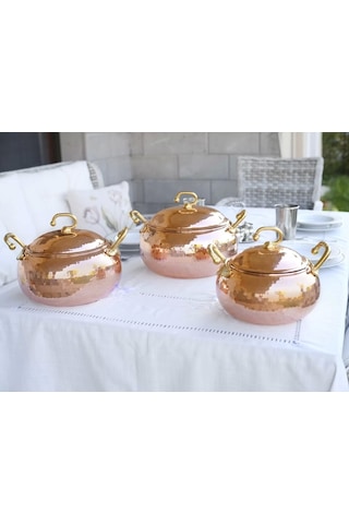 Bakır Tencere Seti Tombul Model