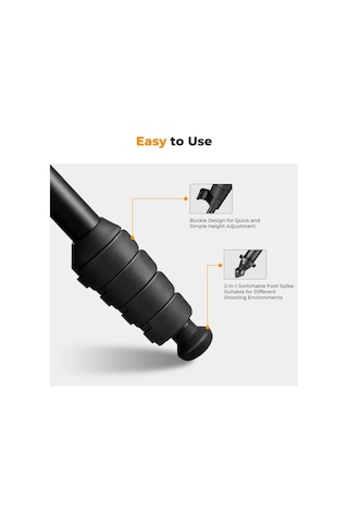 K&f Concept 160cm Kamera Monopodu, 5 Bölmeli Yükseklik Ayarlı Alüminyum Monopod