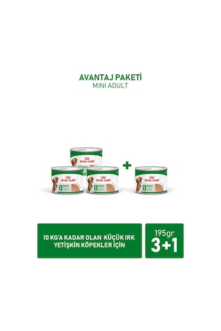Mini Adult Küçük Irklar İçin Yaş Konserve Köpek Maması 3 + 1 Hediye 195 Gr