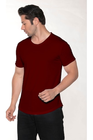 Black Horn Erkek Geniş Yaka %100 Pamuk Salaş T-shirt Bordo