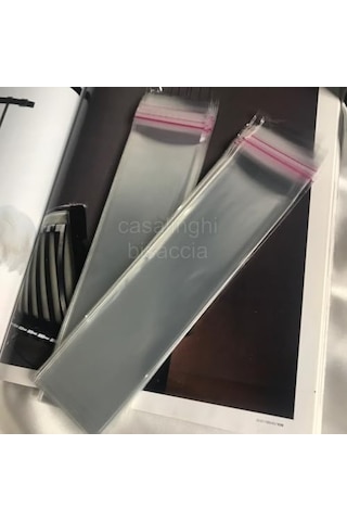 Şeffaf Jelatin Poşet 5x20 Cm Kapak Payı Dahil Ölçü Kendinden Yapışkanlı Bantlı Opp Torba Paketleme - 50 Adet