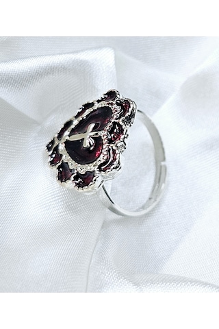 Dükkan Design Gotik Haçlı Kalp Yüzük Kırmızı