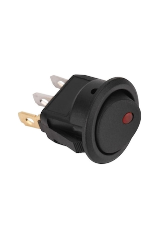 12 V Kırmızı Ledli Mini Yuvarlak Anahtar 1-0 Siyah Rocker Switch