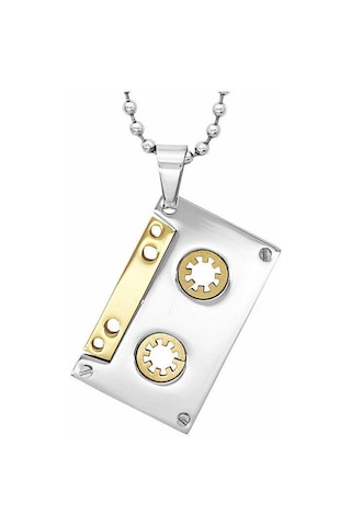 Kaset Kolye Gümüş Gold Paslanmaz Çelik 316l