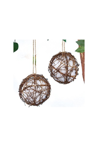 Neevoyu Doğal Rotang Ve Pamuk Kuş Yuvası, 10cm Kuş Oyuncakları, Kumaş Yeme Topu, Evcil Kuşlar İçin El Yapımı Asa Yuvası