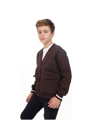 Toontoy Erkek Çocuk Baskılı Hırka Kahverengi