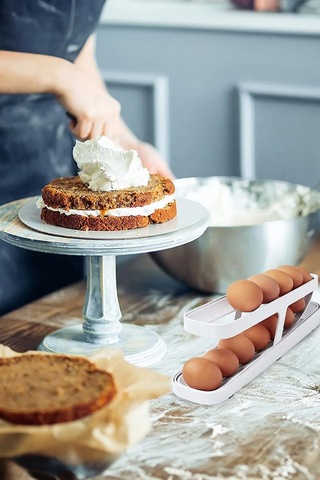 Thentech 2 Katmanlı Yumurta Standı Yumurta Standı Yeni Nesil Dolap İçi Beyaz