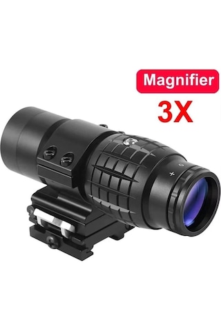 3x Magnifier Reddot Uyumlu Yakınlaştırıcı Dürbün - Katlanır Yaylı Ayaklı Profesyonel Tfek Dürbünü Siyah