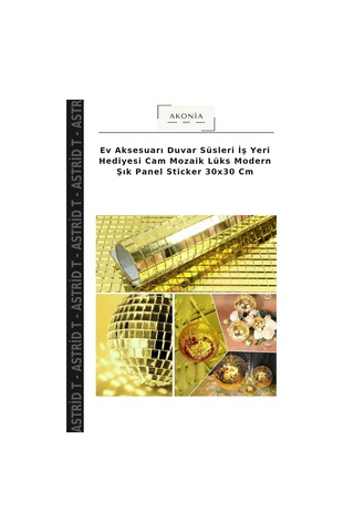 Ev Aksesuarı Duvar Süsleri İş Yeri Hediyesi Cam Mozaik Lüks Modern Şık Panel Sticker 30x30 Cm Çok Renkli