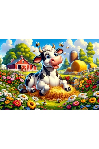 Art Çocuk Sevimli Inek Ve Arkadaşları 50 Parça Puzzle