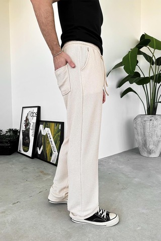 Bej Sandy Comfort Baggy Pantolon Bej