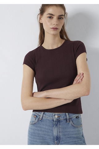 Mavi - Kahverengi Basic Tişört 1613808-70223 Kahverengi