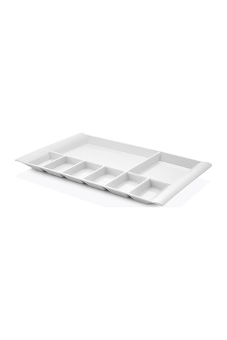 6 Adet Melamin 7 Gözlü Tabldot 40x25 Cm Bölmeli Servis Tabağı Tabak Makinede Yıkanabilir Beyaz