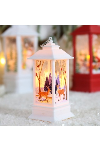 Qingmipy Pilli Çalışan Noel Feneri - Geyik/kardan Adam/melek/noel Baba Şeklinde Asılı Dekoratif Aydınlatma Çok Renkli