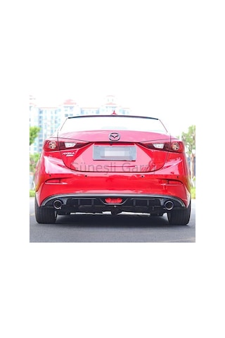 Mazda 3 Uyumlu Çift Çıkış Difüzör Parlak Siyah Difizör Plastik 2014 2015 2016 2017 2018 2019