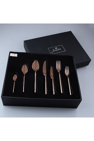 Jumbo 1001 Titanyum Bronz 12 Kişilik 84 Parça Çatal Kaşık Bıçak T