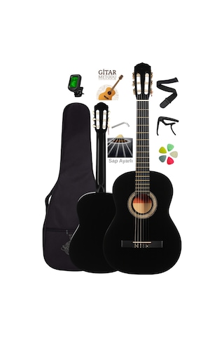 Campbell Ce-54bk 3/4 Klasik Gitar Siyah - Sap Ayarlı Full Set 7-14 Yaş - 8697389643211