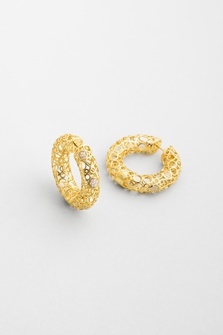 Antik Roma 18 Ayar Sarı Altın Kaplama Gümüş Halka Küpe Sarı