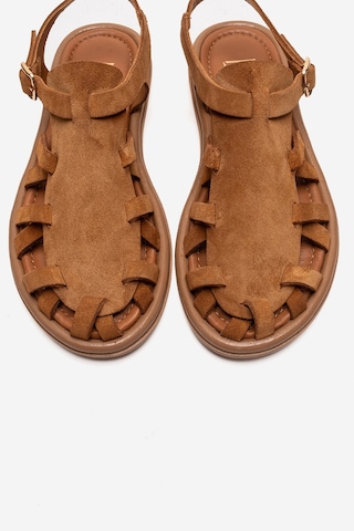 Luvishoes Alone Taba Süet Hakiki Deri Kadın Sandalet